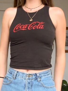 coca cola black cropped tank top